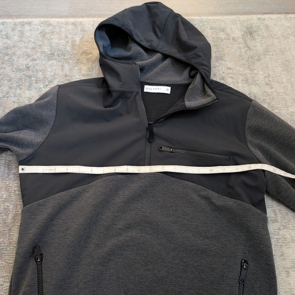 Hill City Men Half Zip Charcoal Pullover With Hood - Picture 8 of 11